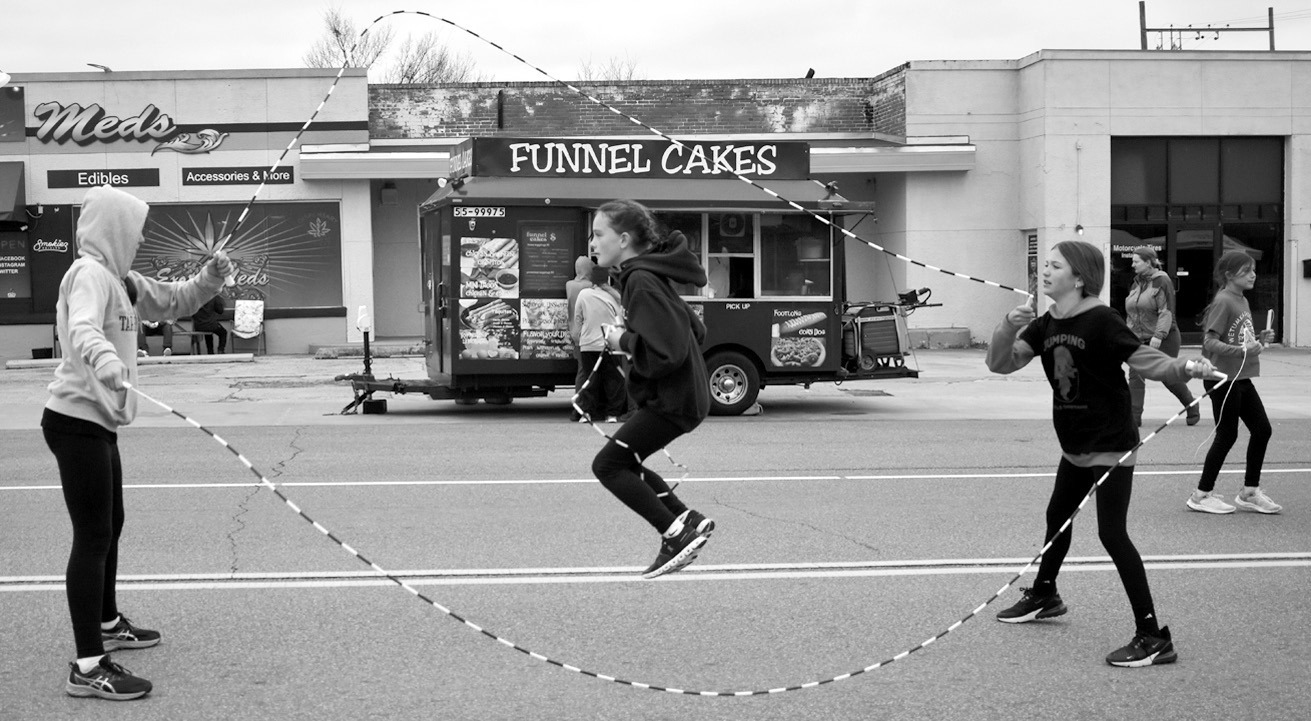 Members of the Seminole Jump Rope team show their skills during the Made in Oklahoma Festival in downtown Seminole Saturday, April 5. Saturday’s weather was a bit on the chilly and rainy side, but the Chamber of Commerce deemed the event, which included