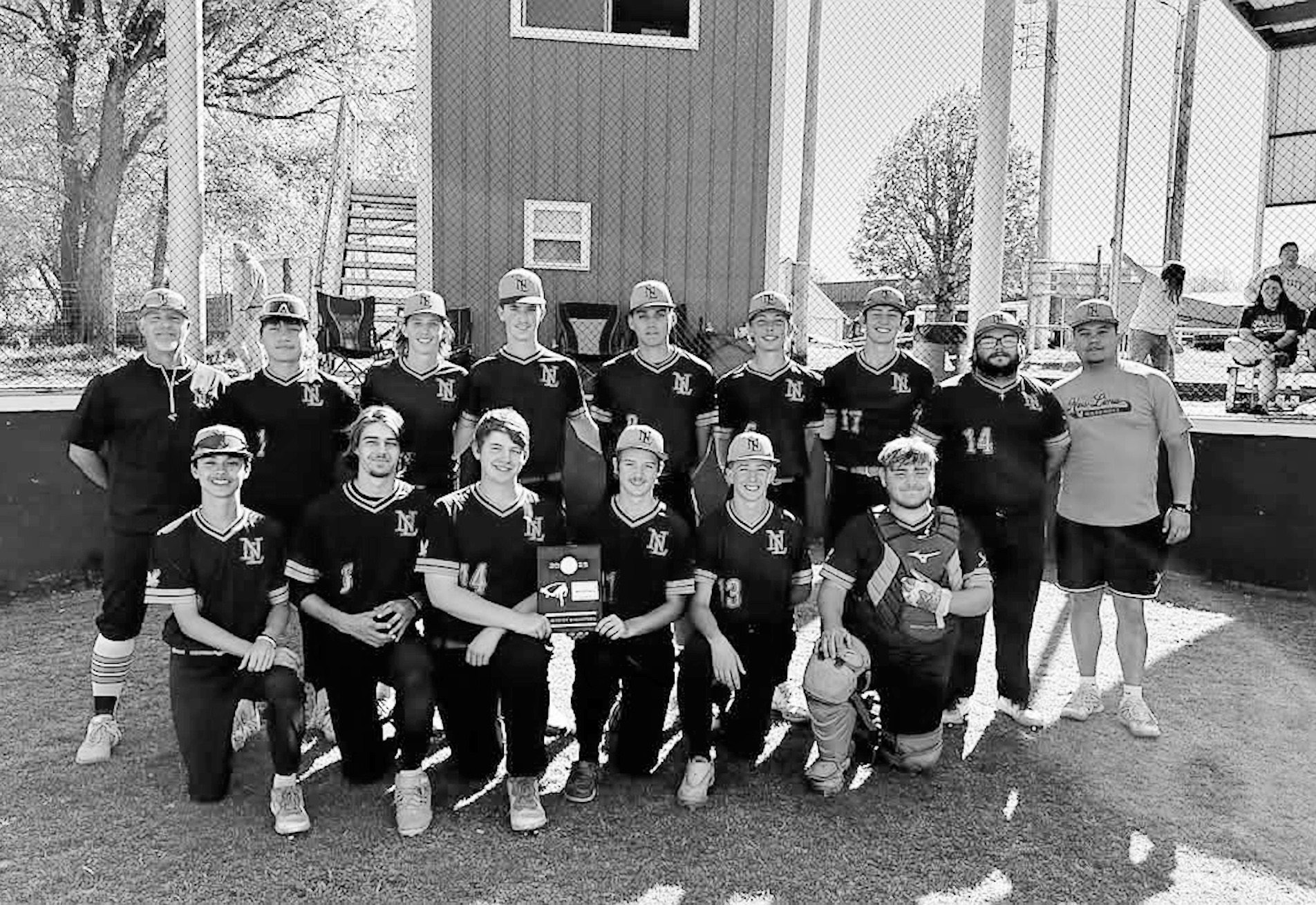 The New Lima Falcons are Class B District Champions. New Lima beat Braggs 10-0 and 17-1 to win the Championship. Courtesy Photo