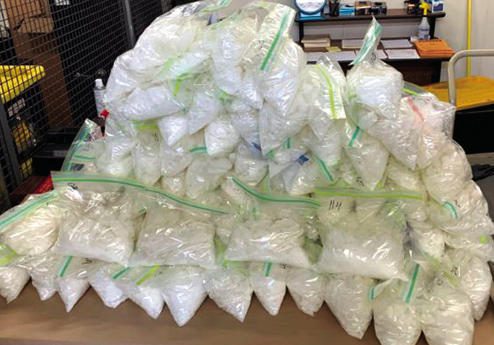 Pictured above is a methamphetamine seizure by the Oklahoma Bureau of Narcotics. The bureau released its 2024 Drug Threat Assessment last Friday, which revealed that meth was the leading cause of overdose deaths in Seminole County in 2023. Despite the hig