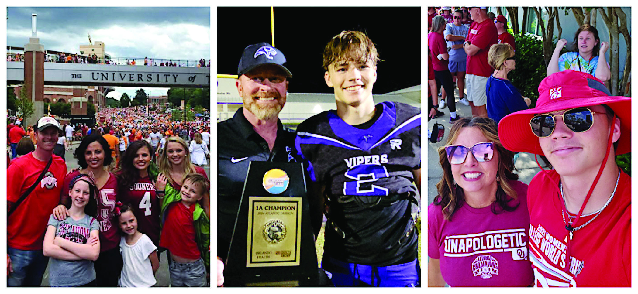 With her husband’s Air Force career taking her family around the world, University of Oklahoma alumna Stephenie Starkey still found time to travel to OU games across the country. She jokes that the household is split with half being OU fans and the othe