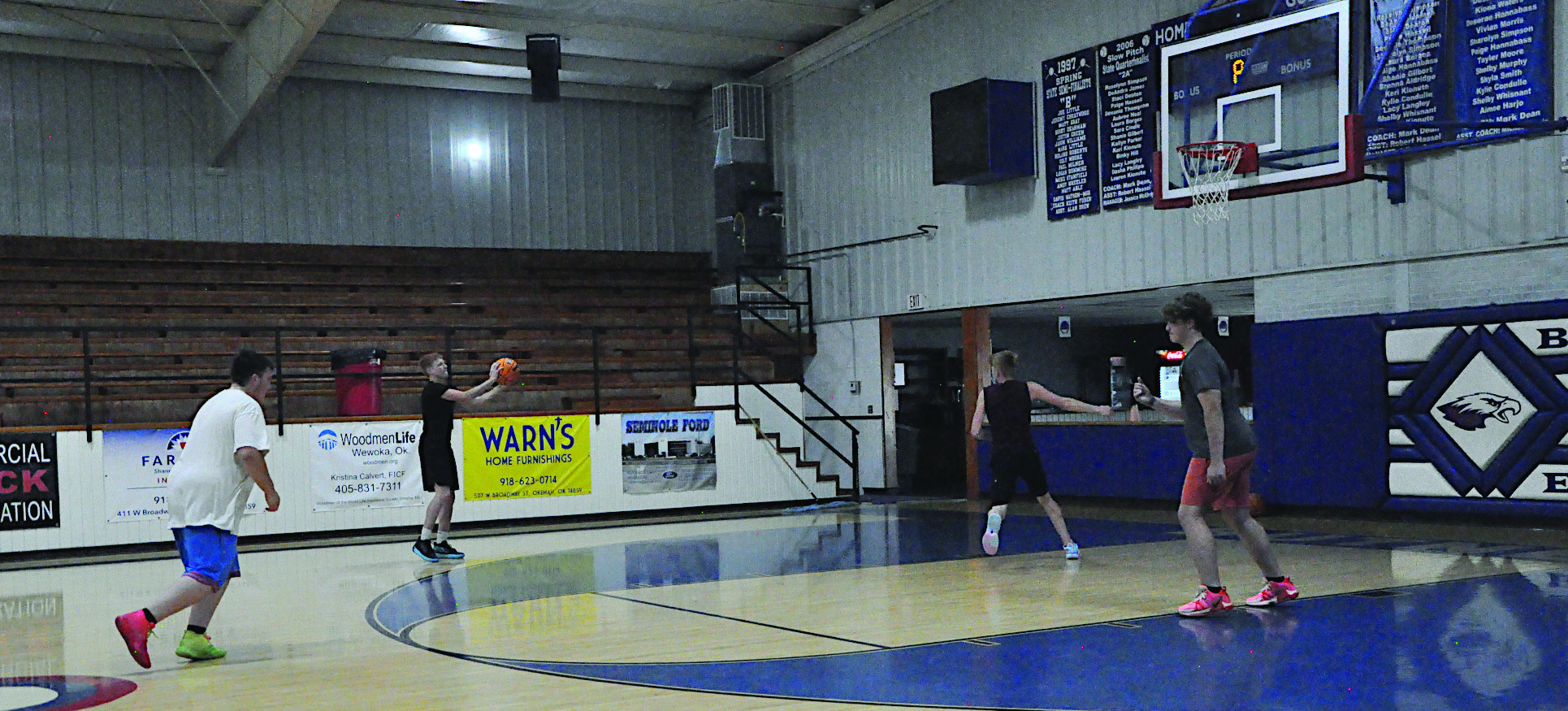 Butner Eagle basketball boys warm-up during their Summer Pride Monday morning. Staff Photo by Bill Anderson