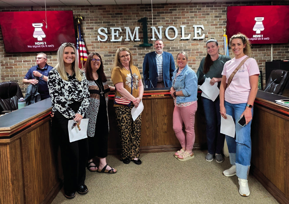 Several members of the Leadership Seminole class attended Tuesday’s Seminole City Council meeting. Members are required to attend a meeting of a public board during their time in the program. Pictured l-r: Lauren Clark, Edith Cathey, Charolette Austin, 