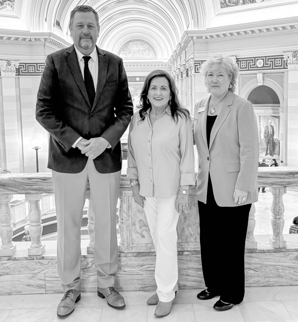 Pictured (left to right): State Senator Grant Green, newly appointed SSC Regent Mona Adkisson and SSC President Lana Reynolds at the Oklahoma State Capitol on May 6. (SSC photo)