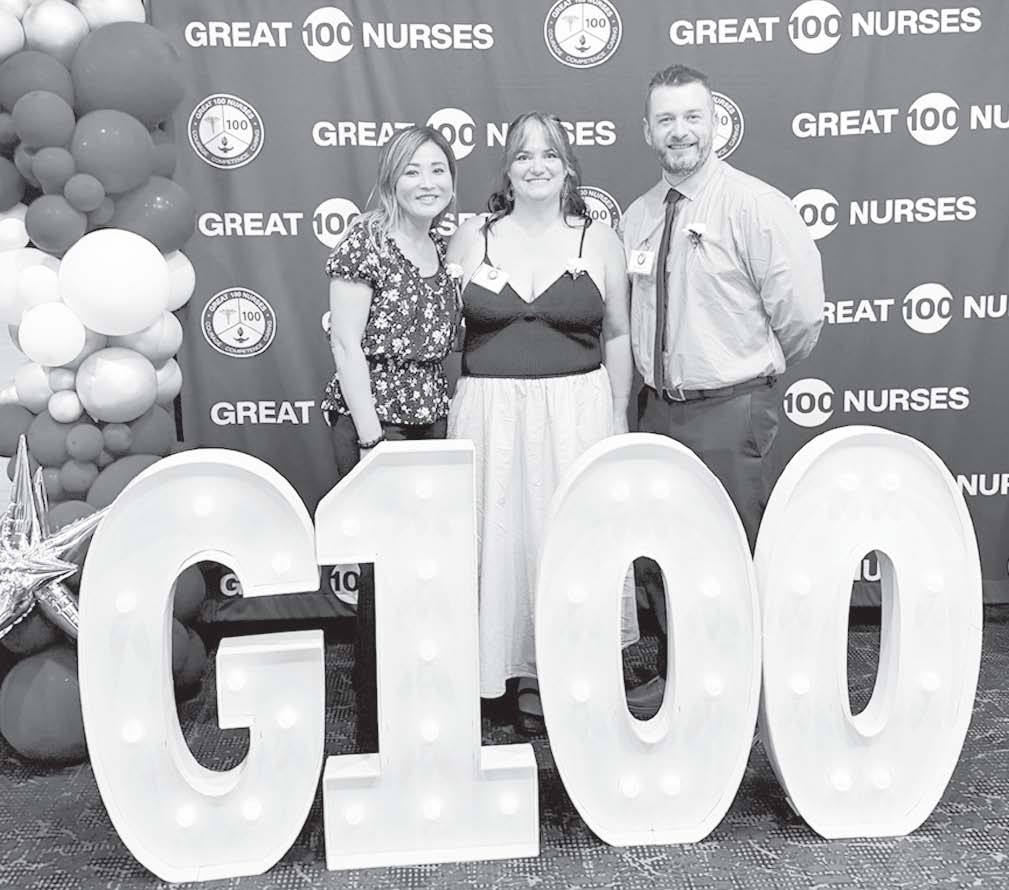 Pictured from left are SSM Health St. Anthony Hospital – Shawnee Clinical Educator Karen Romine, House Supervisor Mary Love and SSC Assistant Professor of Nursing Butch Cantrell. The co-workers attended the Great 100 Nurses celebration Oct. 4 at the Hard Rock Casino in Catoosa, where Cantrell was honored among 100 Oklahoma nurses recognized for their contributions to nursing and mentorship. (Photon provided)
