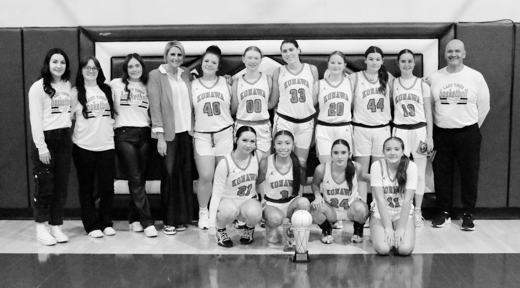 The Konawa Lady Tigers won the Bowlegs Basketball Tournament Runner Up Championship Saturday evening. Courtesy Photo by Don Gallagher