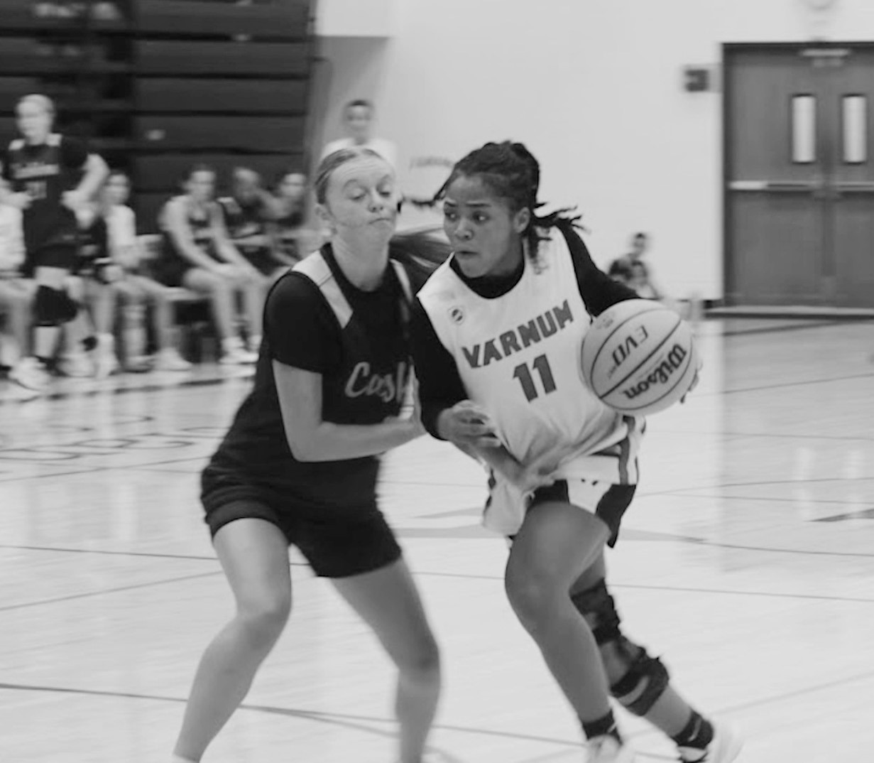 Varnum Lady Whippet Ayiana Brown fights off the Cashion defender Saturday. Courtesy Photo by Jeanne Gosa