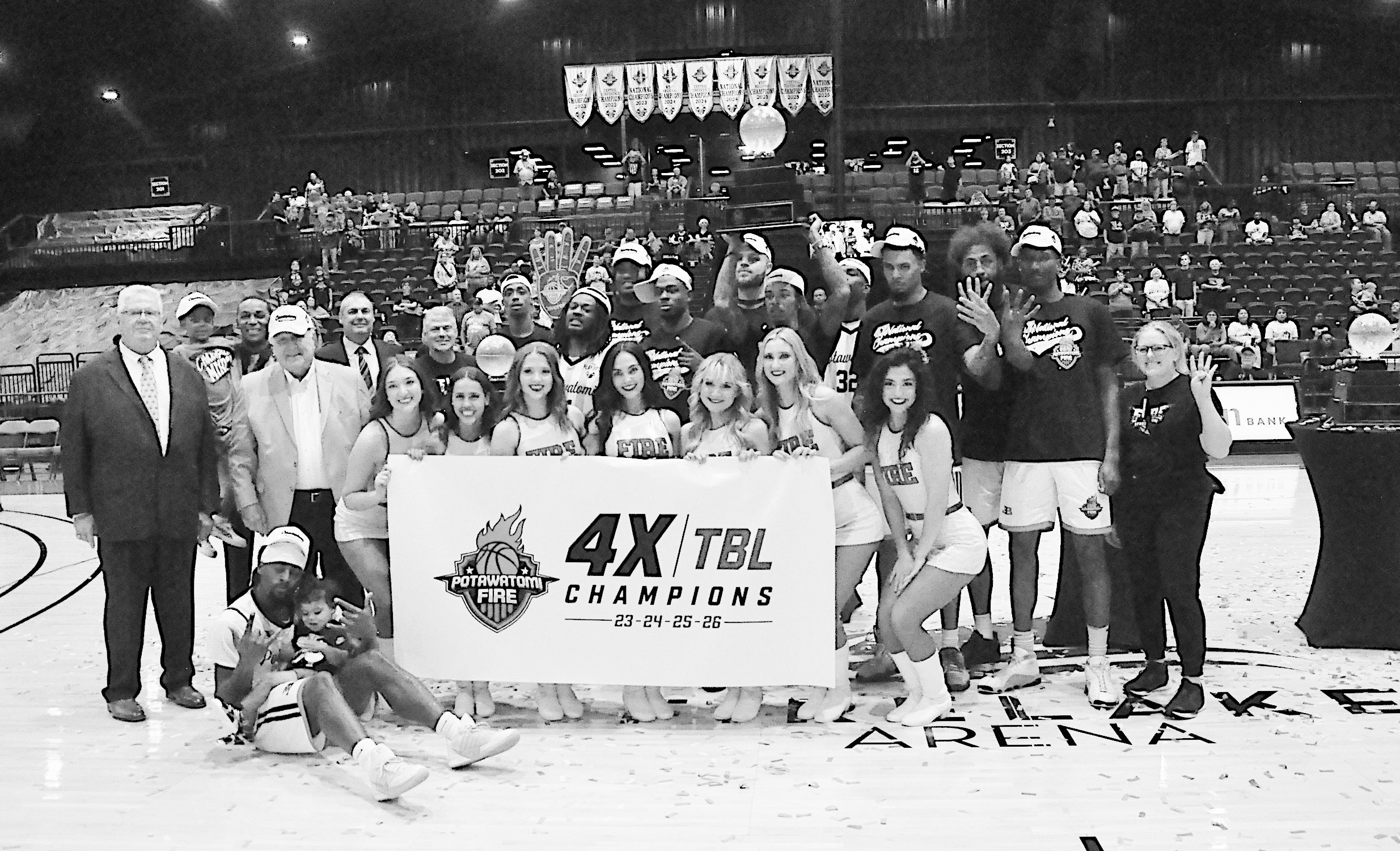 The Potawatomi Fire Basketball team won their fourth straight TBL Championship Friday night 125-110 over the Tri-City Tide. Staff Photo by Bill Anderson