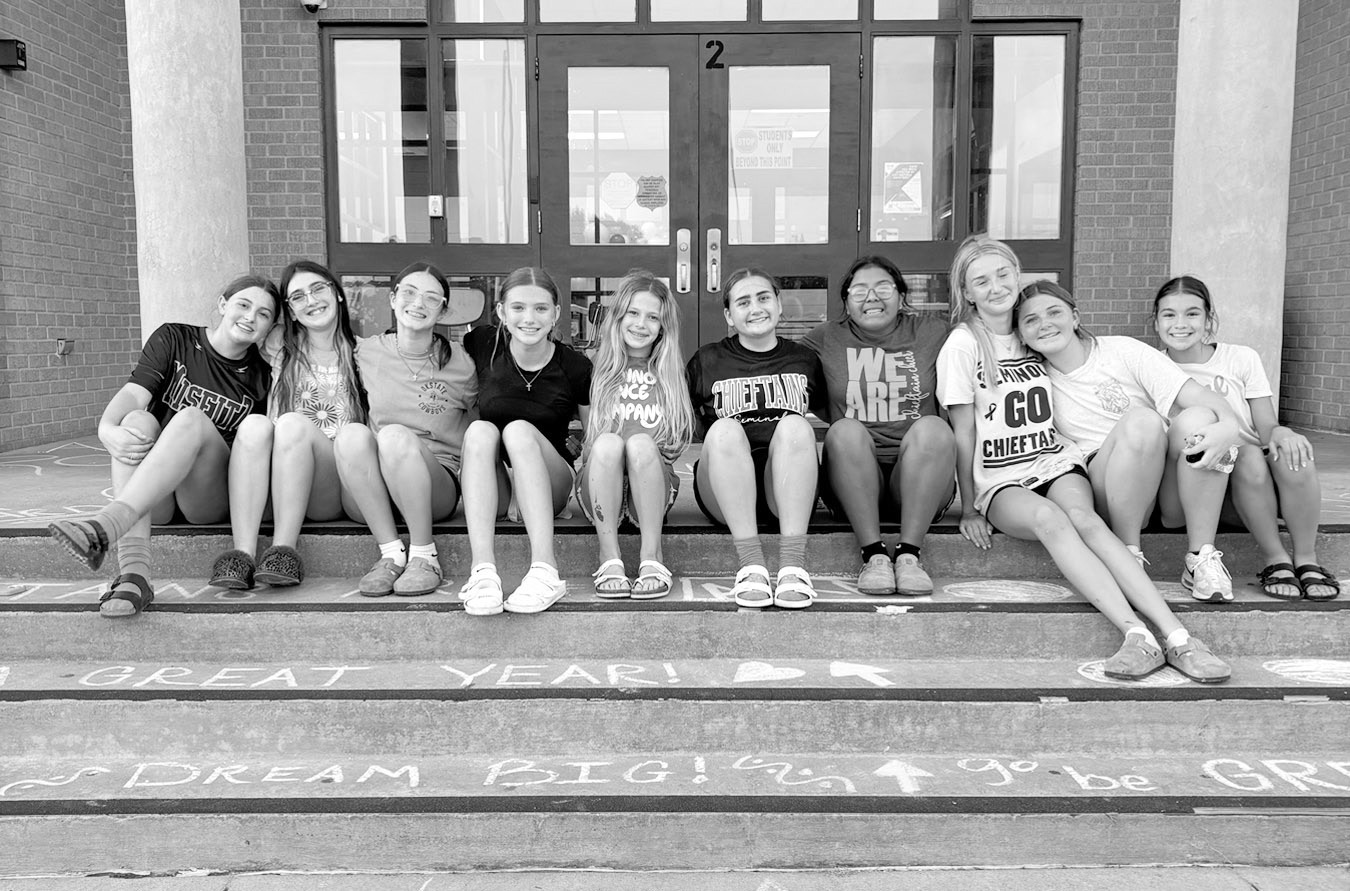 Tradition Lives Seminole Middle School cheerleaders continued a long-held tradition last week of writing inspiring messages in chalk to incoming students. The messages were inscribed on the steps of the Middle School last Thursday, the first day of classe