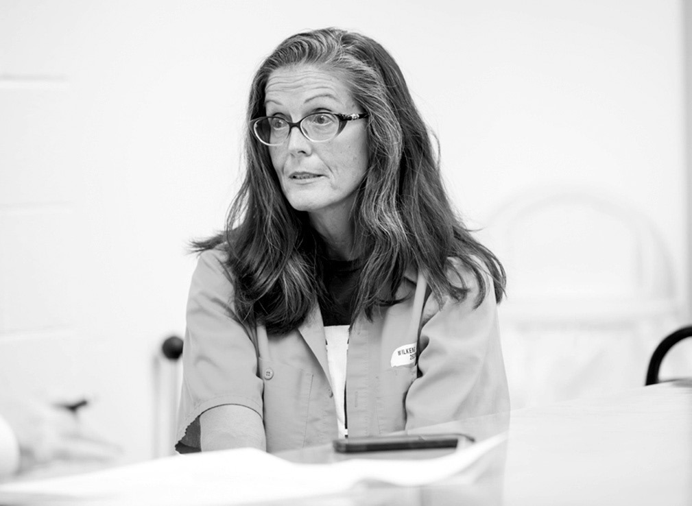 April Wilkens is shown during an interview at the Mabel Bassett Correctional Center in McLoud on Dec. 9, 2025. (Brent Fuchs/Oklahoma Watch)