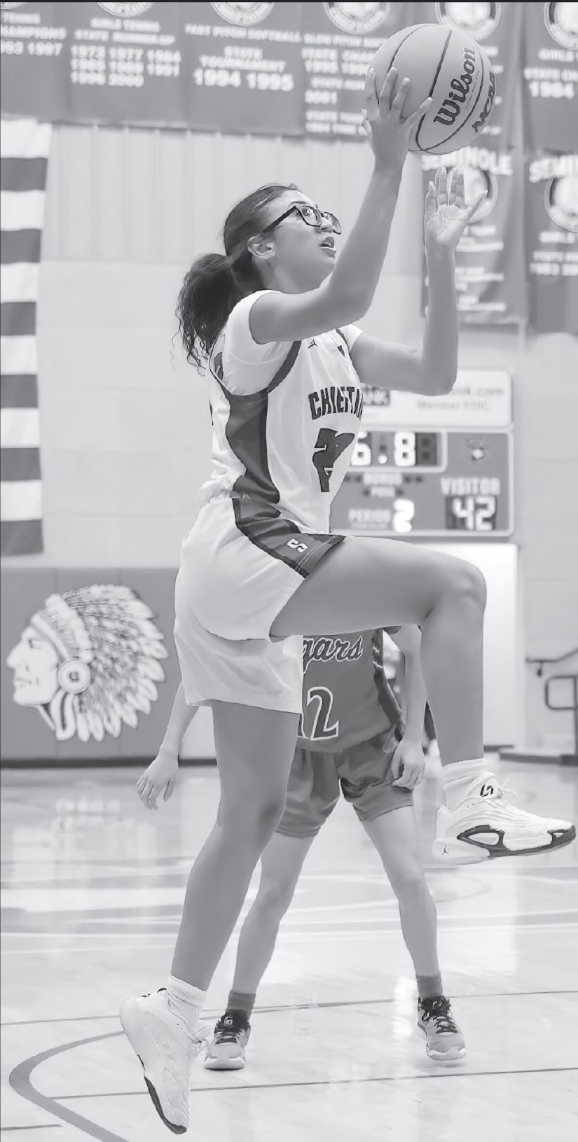 Courtesy Photo by Glen Bryan Seminole Lady Chieftain Jaelynne Knighton taking a shot at the basket Monday night.