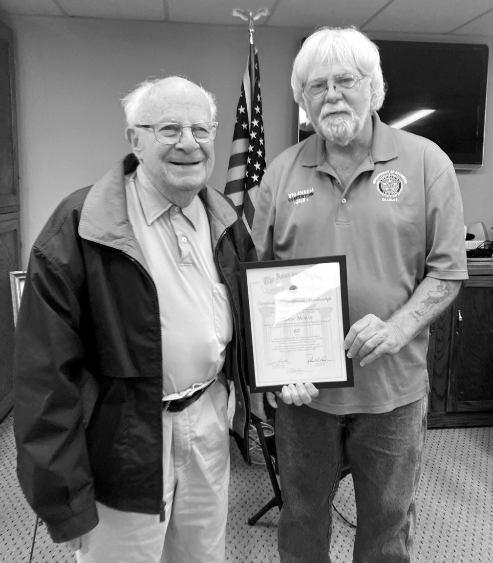 Legion Recognizes Moran as 60-year Member
