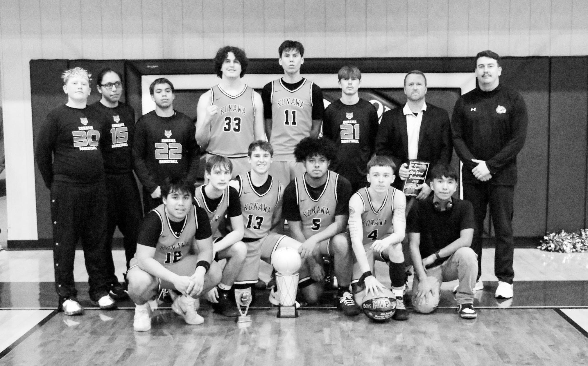 The Konawa Tigers won their championship game with the Moss Pirates Saturday. Konawa won the Bowlegs Tournament Championship with a final score of 52-49. Courtesy Photo by Don Gallagher
