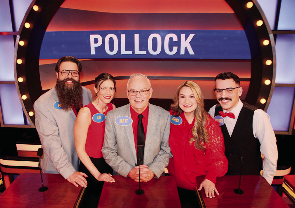 Team Pollock on the Family Feud, which aired Thursday. Pictured l-r: Joshua, Catherine, Matt, Jenna and Jordan Pollock. (Courtesy photo)