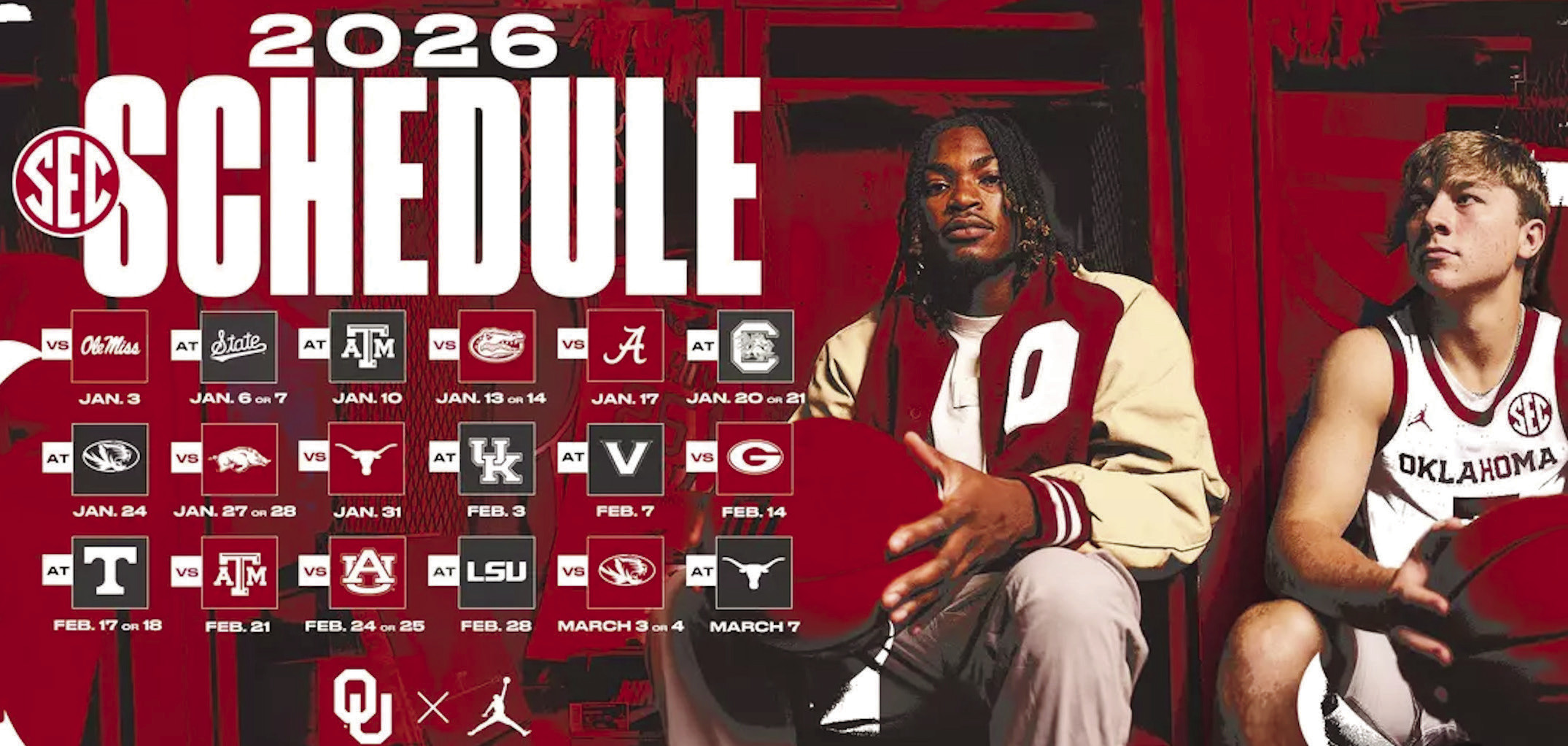 OU Men’s Basketball’s 2026 SEC Schedule Announced