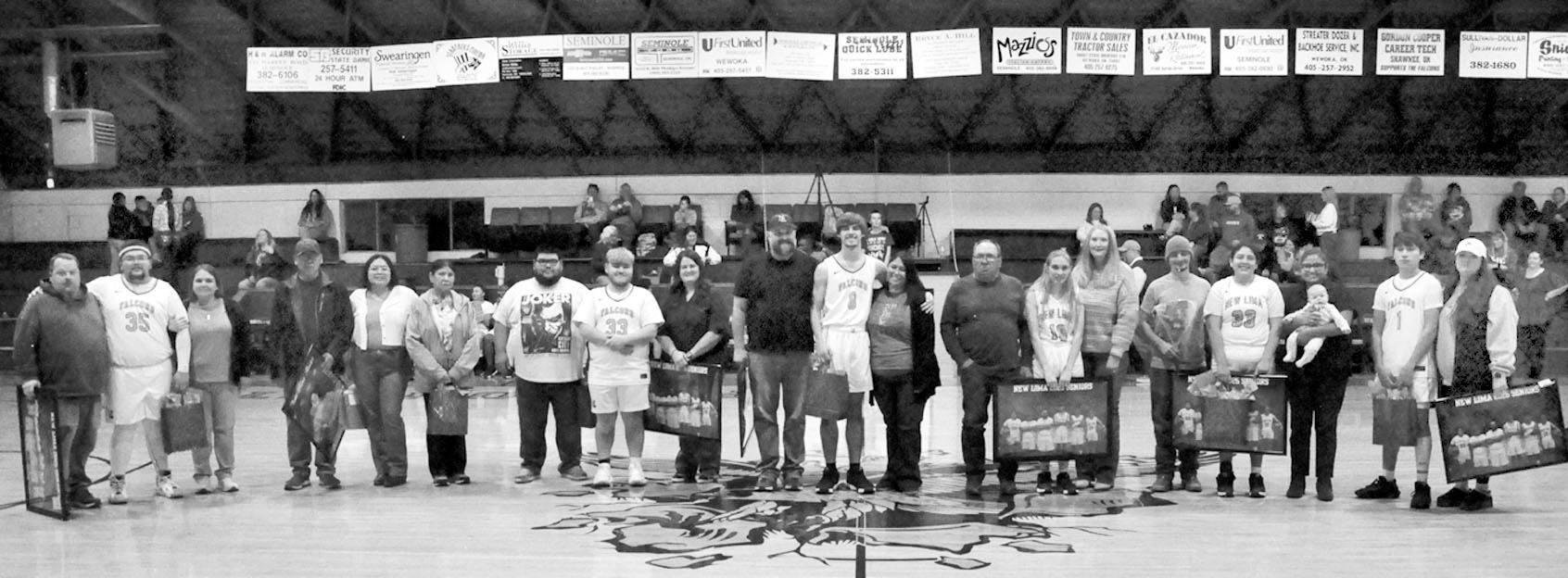 Seniors at New Lima High School were honored Thursday night at school’s home basketball game against Olive. Most schools have a tradition of honoring seniors during an athletic event, Those honored, along with their family members, were (l-r) Beau Sneed