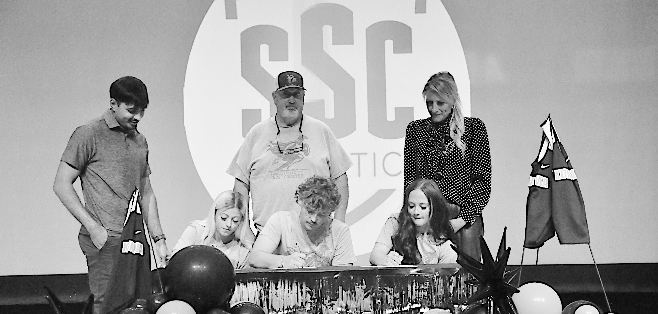 Konawa athletes sign their letter of intent to run Cross Country for Seminole State College this Fall. Athletes L – R: Taylor Pacillo, Rayden Sitton and Rebeckah Sitton. Staff Photo by Bill Anderson