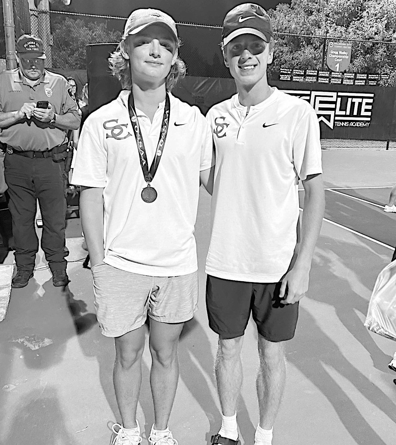 Seminole Chieftains Greyson Snyder (left) and Easton Atiya (right) pose after competing at the State Tennis Championships. Courtesy Photo