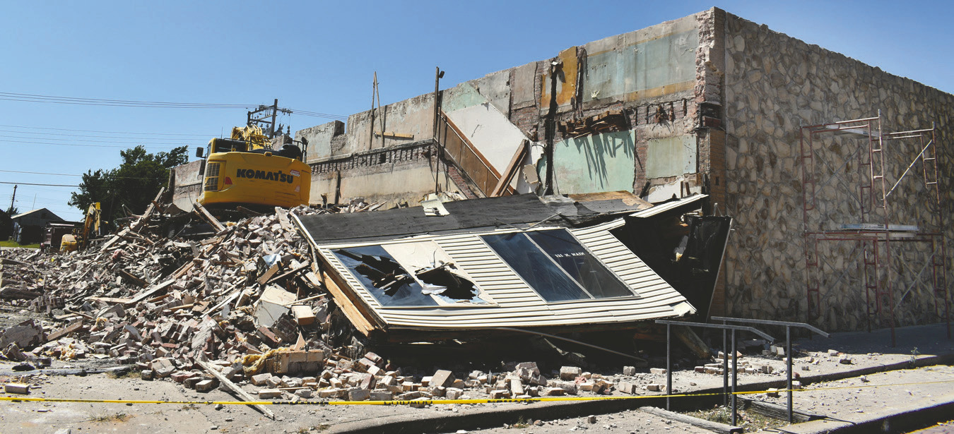 There is now a void in the south end of Main Street where the Seminole Producer’s business offices once stood. The historic building, built circa 1930, was heavily damaged in the May 2022 tornado and was completely demolished this past week. The Producer’s news and business office is currently located on Fourth Street in the former Bunch Clinic. —Staff photo by Andy Wilson