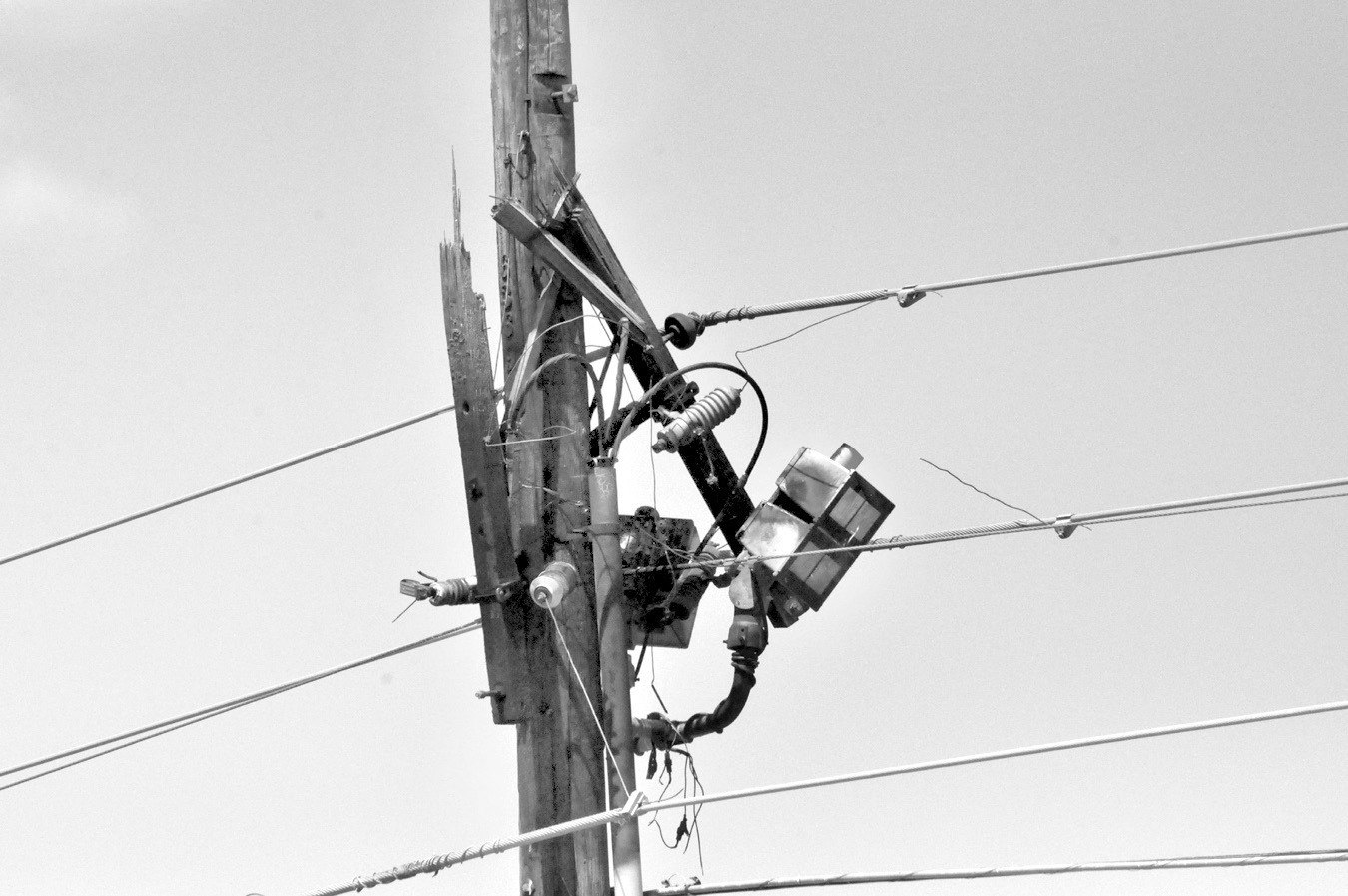 Widespread power outages were reported in Seminole early Monday afternoon when a transformer on North Milt Phillips near Seminole Auto Sales blew up, mangling the pole it was mounted on. Traffic lights were also blinking in the area, resulting in at least