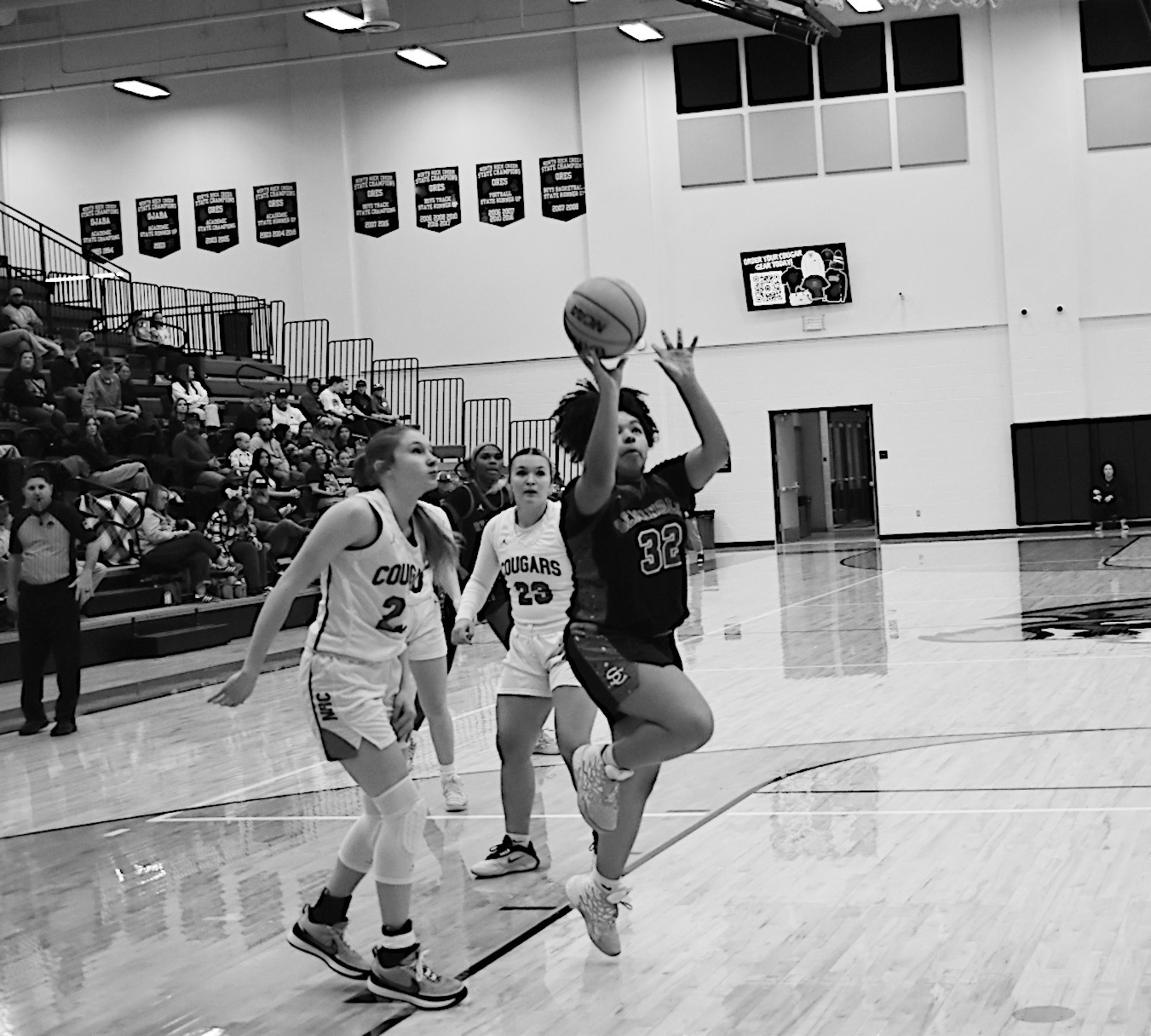 Seminole Lady Chieftain Jakayiah Andrews shoots the jumper Saturday night. Staff Photo by Andy Wilson