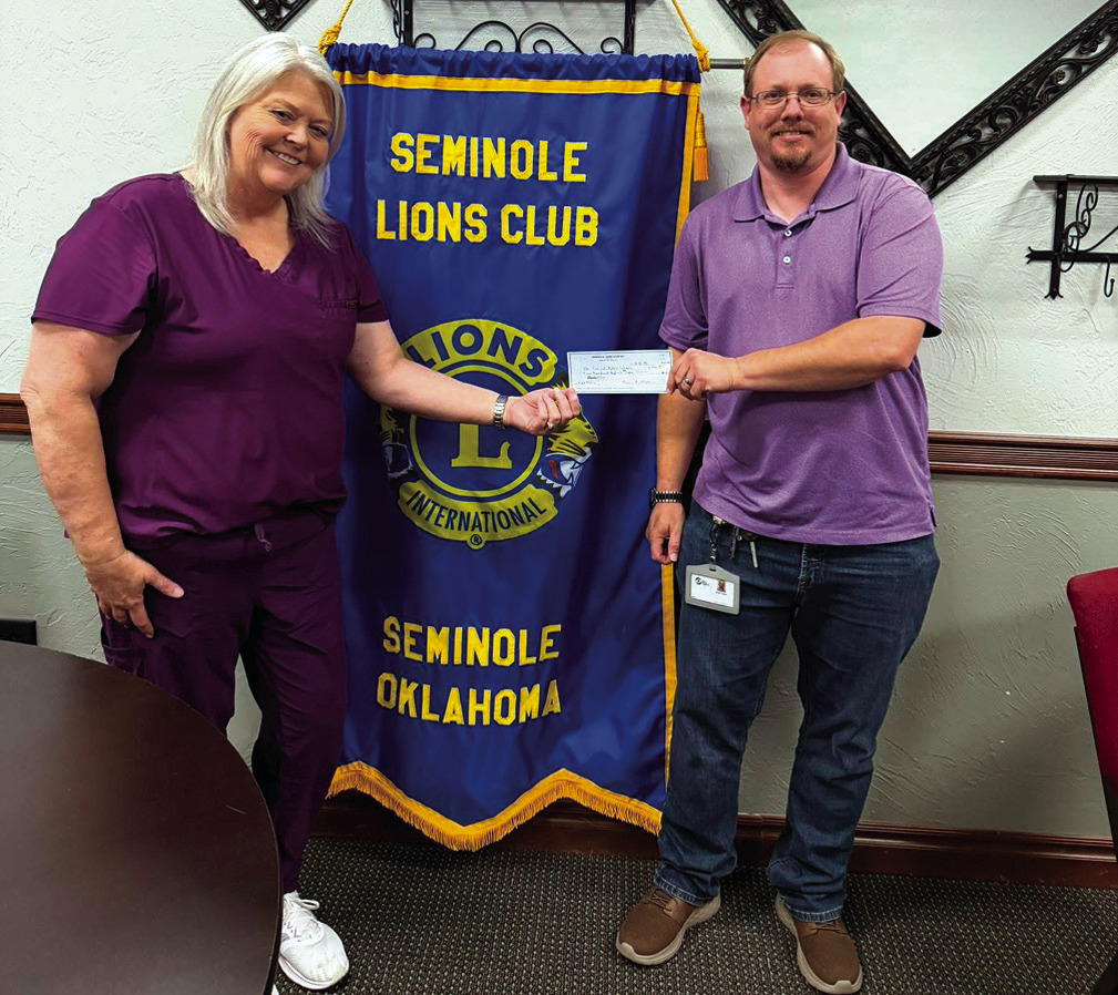 Callie Giles, Seminole Public School educator, food pantry coordinator and the person responsible for the district food insecurity program, spoke to the Seminole Lions Club on Tuesday. Following her presentation, the Club voted to donate $500 to support h