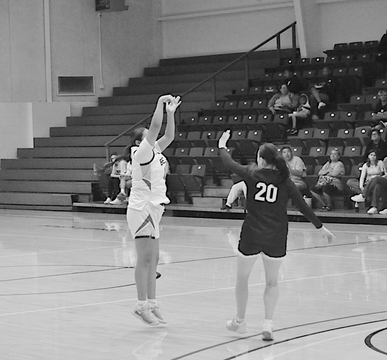 Seminole State Lady Belle and former Varnum Lady Whippet Hailey Mack knocks down a three-point shot Monday. Staff Photo by Bill Anderson