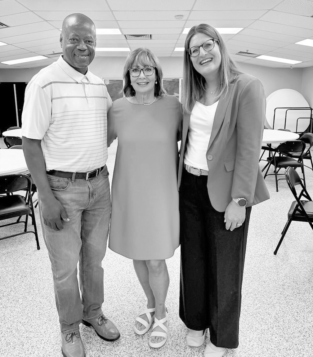 Rev. David Henry, Dr. Kathy Laster, and Kerri Foster at the July 14 town hall meeting. (Avedis Foundation photo)