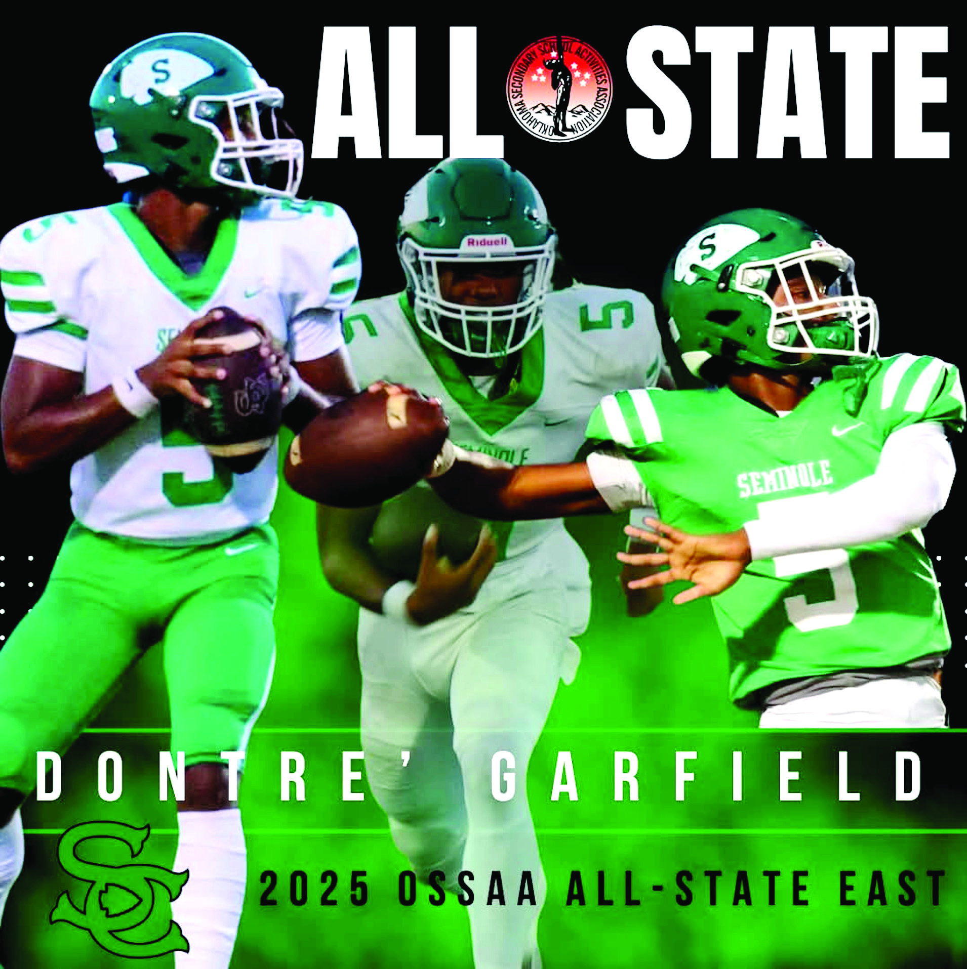 Seminole Chieftain Dontre Garfield was selected to the 2025 All State East Defense team. The All-State game will be played on Thursday, July 31 at 7 p.m. at OBU football stadium. Seminole Coach Bob Underwood will be an Assistant Coach for the game. Semino