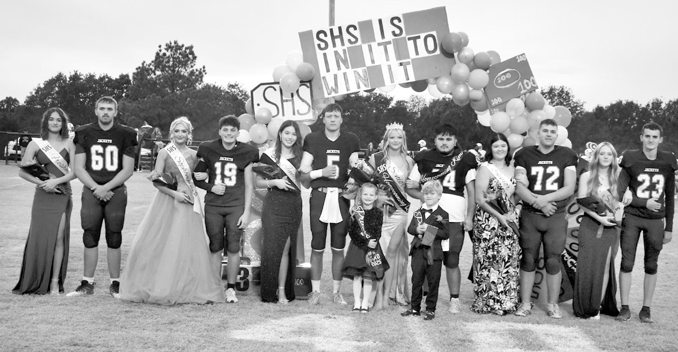 Strother High School’s 2025 Homecoming Court was revealed ahead of the Yellowjackets’ game against Cyril. Pictured l-r: Casey Wade, Luke Worthington, Halle Quisenberry, Connor Kaase, Adrienne Hagy, Mylam DeFries, Queen Emilie Echelle, King Braydon Tur