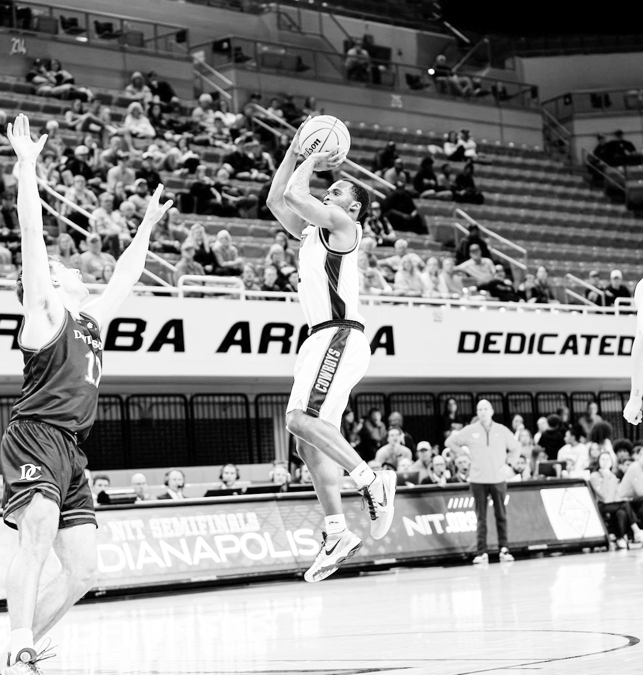 Oklahoma State’s PG Kanye Clary pulls up for a midrange jumper Courtesy Photo by Ben Schatzel