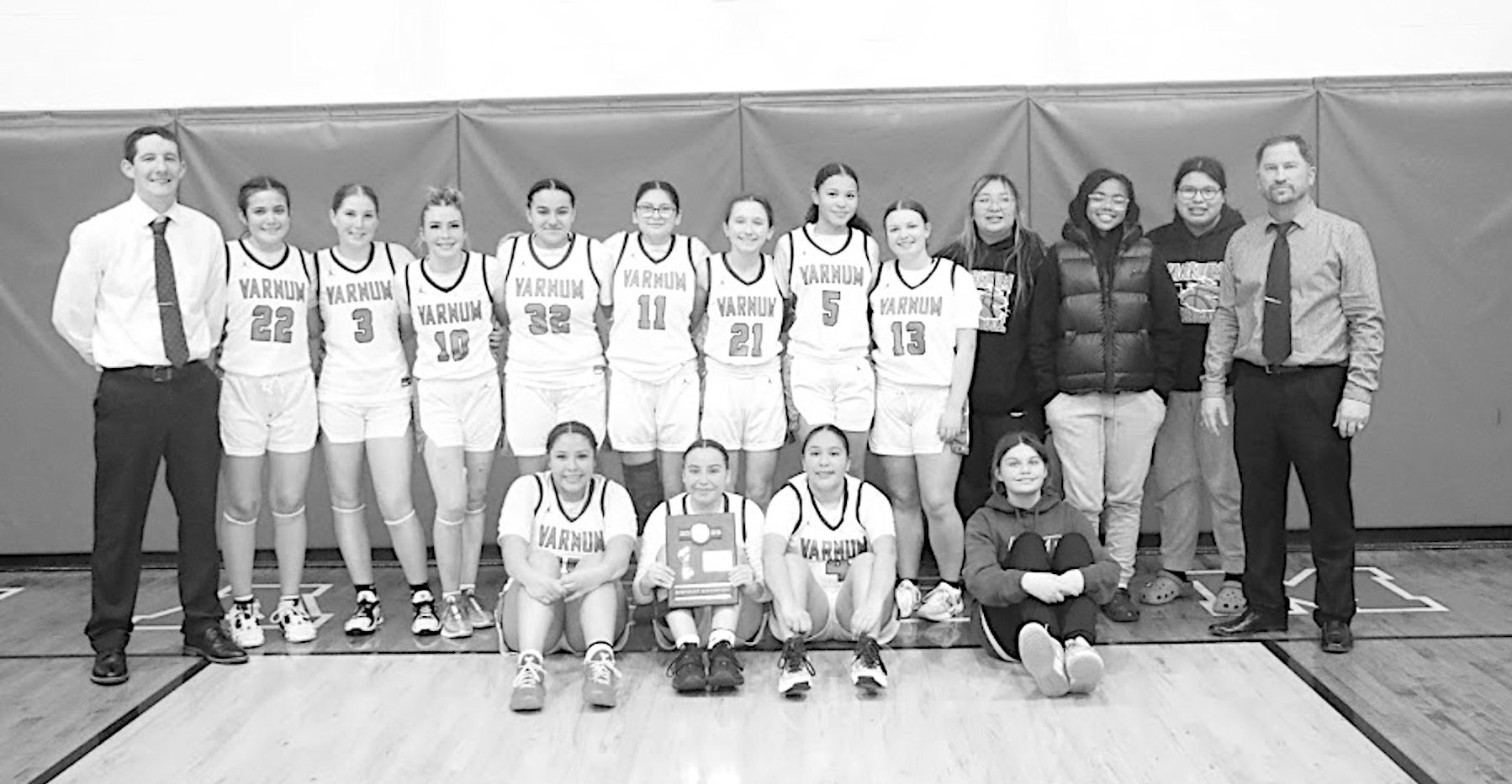 The Varnum Lady Whippets are District Champions. The Lady Whippets defeated the Butner Lady Eagles 76-4 and the Macomb Lady Hornets 66-53. The Lady Whippets will play on Thursday at home where the school is hosting Regionals. Courtesy Photo by Jeanne Gosa