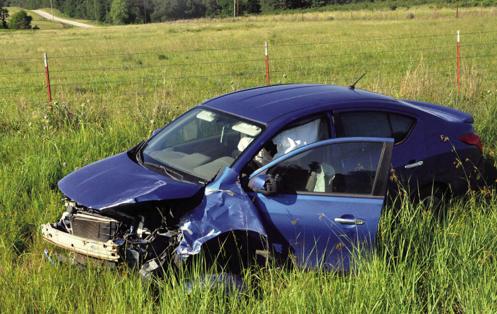 Pictured above is one of two cars involved in an accident on Highway 9 near NS 366 east of Seminole early Friday morning. The other vehicle, a Ford Focus, sustained front end damage. Additional details, including whether there were any injuries, remained 