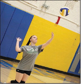 Seminole Lady Chieftain Aleah Martin serves the ball during their Summer League. Courtesy Photo by Jacque Sinor