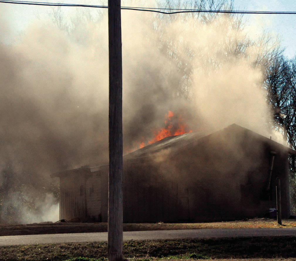 A structure fire raged on Union Street near Pioneer Nursing Home just before noon on Thursday, Jan. 15. According to officials, there were no injuries. High Fire danger persisted much of the week due to high winds and dry conditions. —Staff Photo by Bil