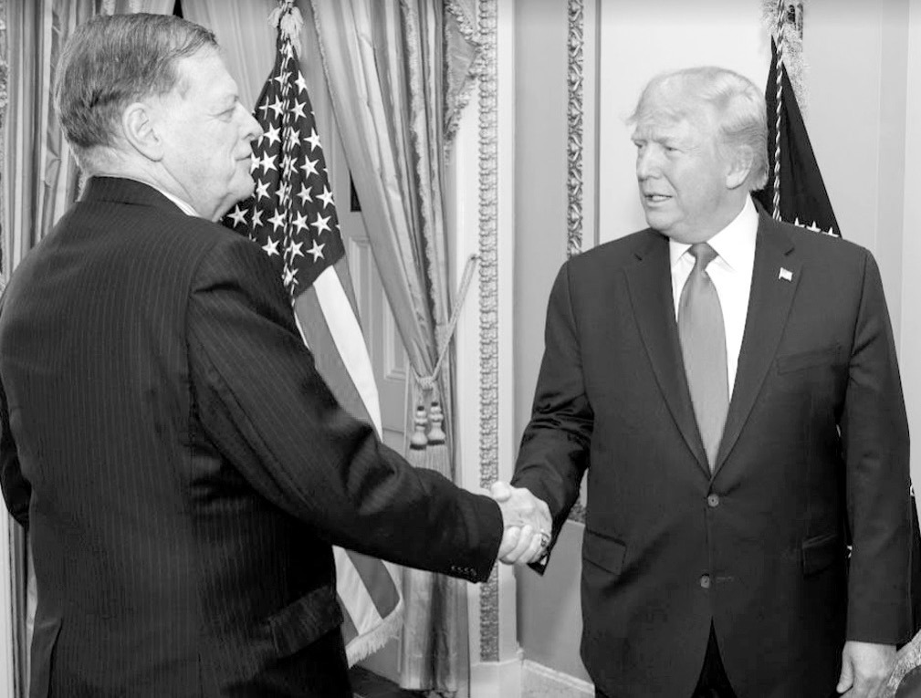 Rep. Tom Cole greets President Donald Trump at the Feb. 4, 2020, State of the Union address. (Courtesy Photo/The White House)