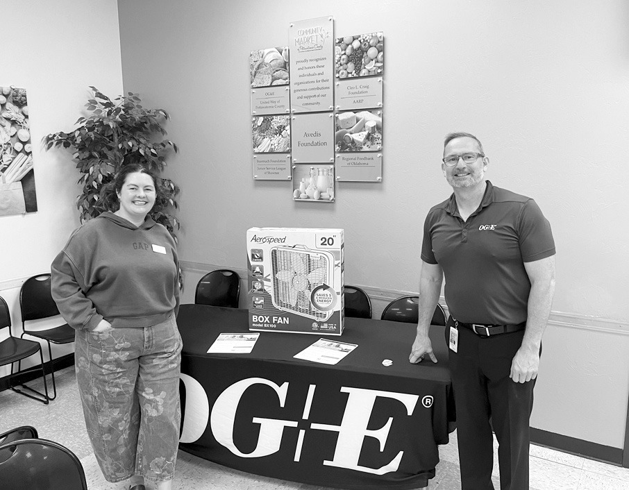 OG&E partnered with several nonprofits across the state, including Our Community Market of Pottawatomie County (pictured), to distribute 1,800 fans to families across the state to help them beat the heat this summer. —Photo courtesy of The Gooden Group