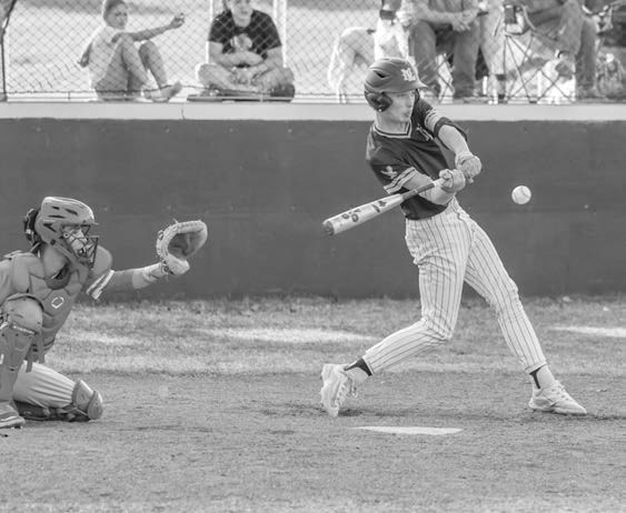 New Lima Falcon Logan Heard drives the ball into the gap in the outfield for a triple. Courtesy Photo by Glen Bryan