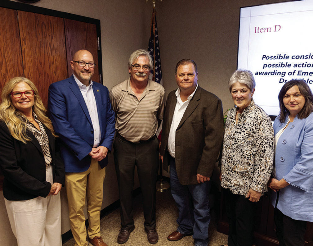 Dr. Noble Jobe poses with members of the Seminole State College Board of Regents following their decision to award him emeritus status at the Board’s March meeting. Pictured (left to right): Robyn Ready, Bryan Cain, Dr. Jobe, Curtis Morgan, Marci Donaho
