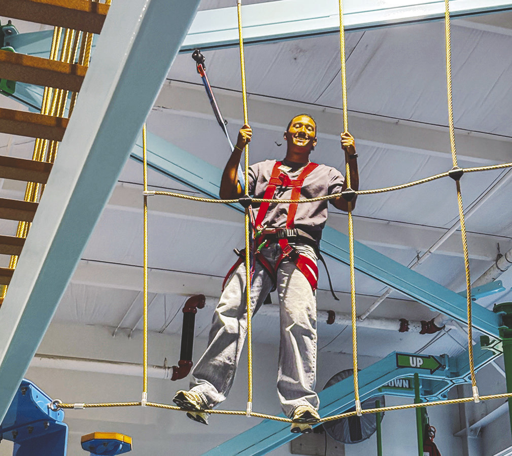Seminole State College President’s Leadership Class student Keyan Brown of Conway, Arkansas, navigates the climbing maze at the Jasmine Moran Children’s Museum following a welcome reception with the students’ parents and guardians on Aug. 25. (Photo provided by SSC)
