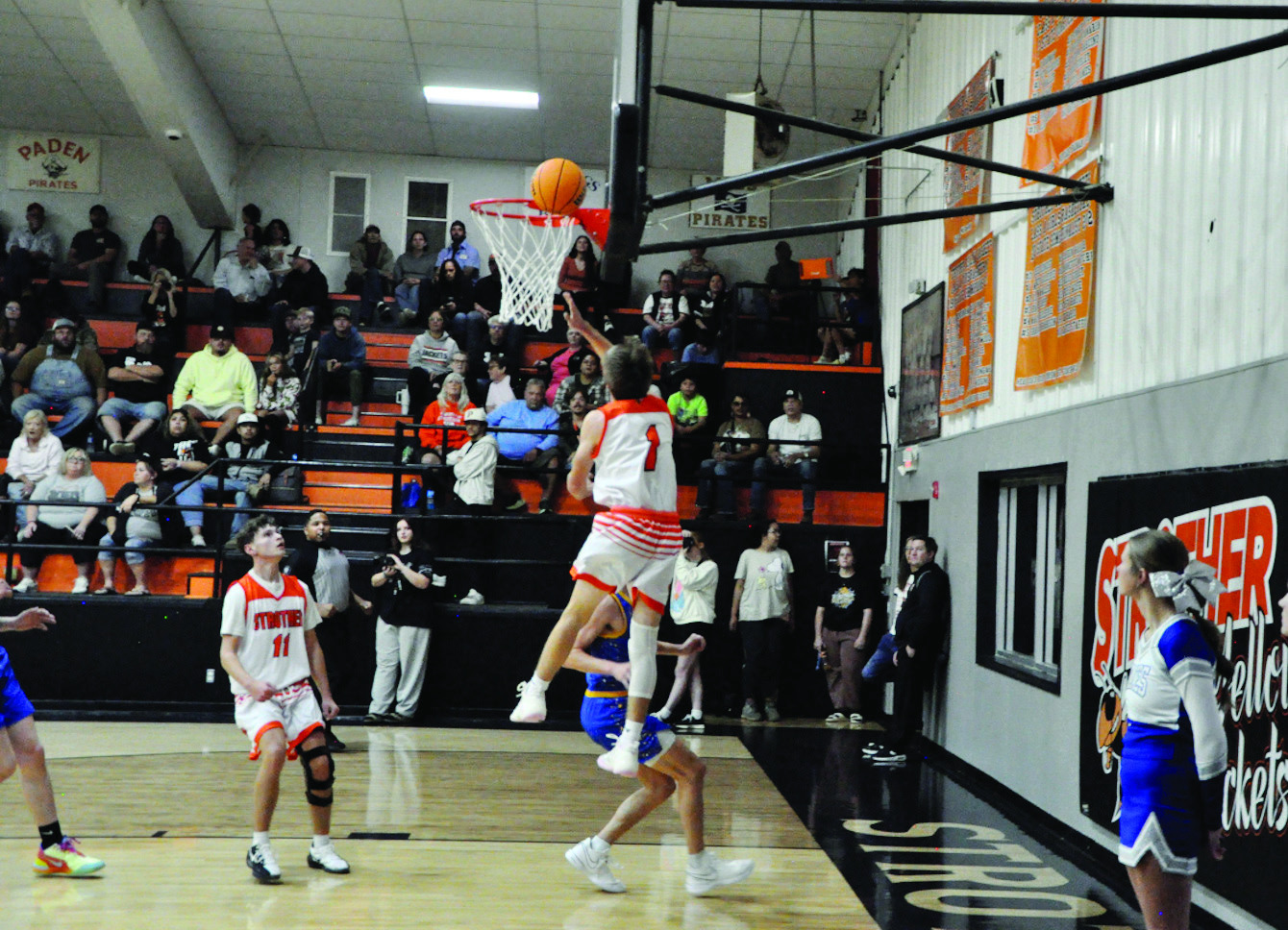 Strother Yellowjacket Peyton Moody flies in for the shot Thursday night. Staff Photo by Bill Anderson