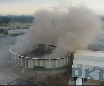 Oklahoma City’s Jim Norick Arena’s Roof was Imploded to Make Way for the New OG&E Coliseum