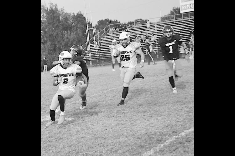 Sasakwa Viking Darius Henderson finds some running room Thursday evening. Staff Photo by Bill Anderson