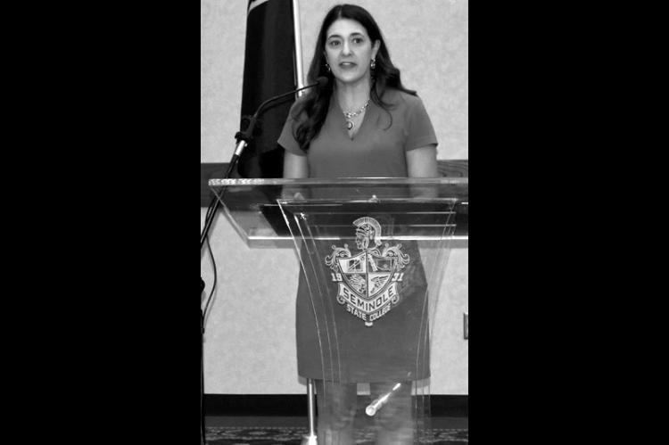 Congresswoman Stephanie Bice speaks at a July 2026 event at the Haney Center in Seminole held in honor of local Vietnam War veterans. (File photo)