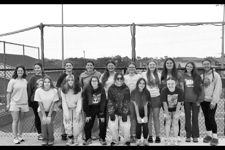 The Butner Lady Eagles showed up to support the Seminole State College softball team Tuesday evening. Back row: Coach Emily Kerr, Addy Hilton, Shawnee Songer, Katrina Dinwiddle, Maggie Smith, Sierra Douglas, Jaycee Johnson, Kaylee Smith, Isabella Morphis and Brylan Maylen. Front row: Bella Jones, Emma Wind, Serenity Wind, Emily Miller, Harley Lamoureux and Alana Morris. (Staff photo by Bill Anderson)