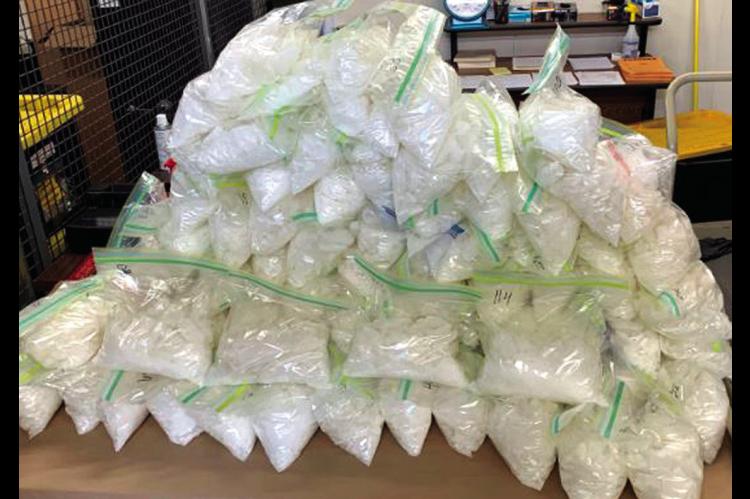 Pictured above is a methamphetamine seizure by the Oklahoma Bureau of Narcotics. The bureau released its 2024 Drug Threat Assessment last Friday, which revealed that meth was the leading cause of overdose deaths in Seminole County in 2023. Despite the hig