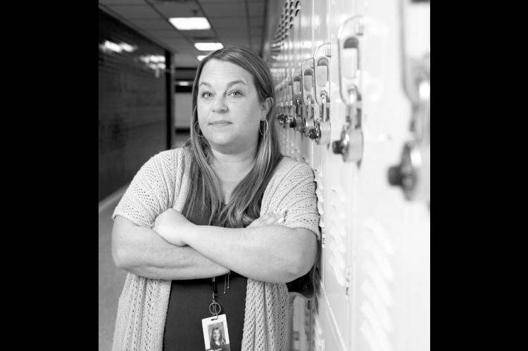 Rachel May, Stillwater Public Schools’ substance abuse counselor, pauses for a photo on Aug. 11, 2026. (Brent Fuchs/Oklahoma Watch)