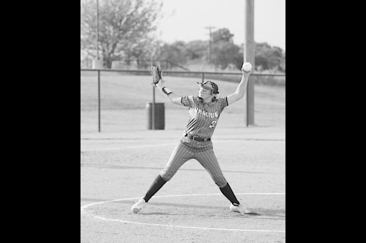 Varnum Lady Whippet pitcher Kapri Rodriguez pitches to the Mason batter Monday evening. Courtesy Photo by Hallea Votaw