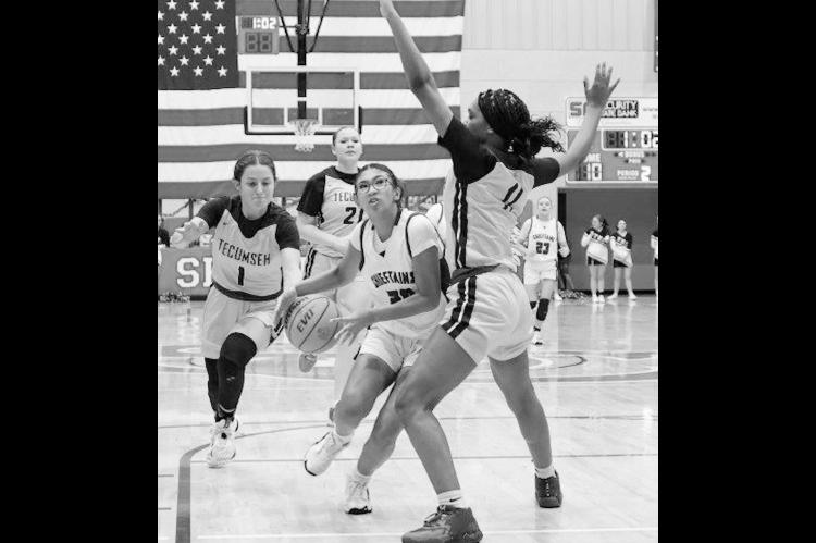 Courtesy Photo by Glen Bryan Seminole Lady Chieftain Jaelynn Knighton drives past a defender for a shot attempt.
