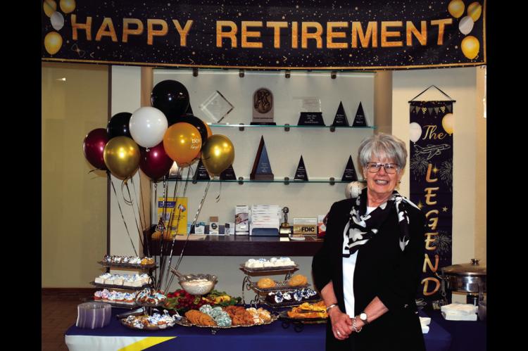 Community members gathered at BancFirst Seminole on Thursday, July 31 to wish Danna Riffle a happy retirement after 18 years of service. The come and go reception was open to the public and included refreshments. —Staff Photo by Andy Wilson