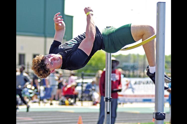 Seminole Chieftain Mason Bennett places 7th in the High Jump at State in Catoosa. Courtesy Photo by Brian Blansett